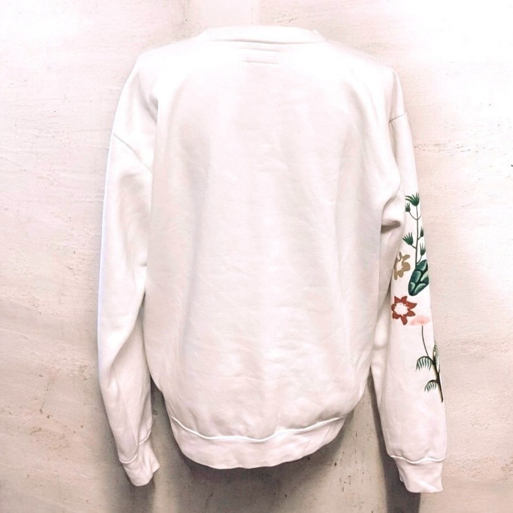 Market UO Exclusive Life Cycle Crew Neck Sweatshirt Cream Floral Sleeve Med Y2K - Picture 4 of 10